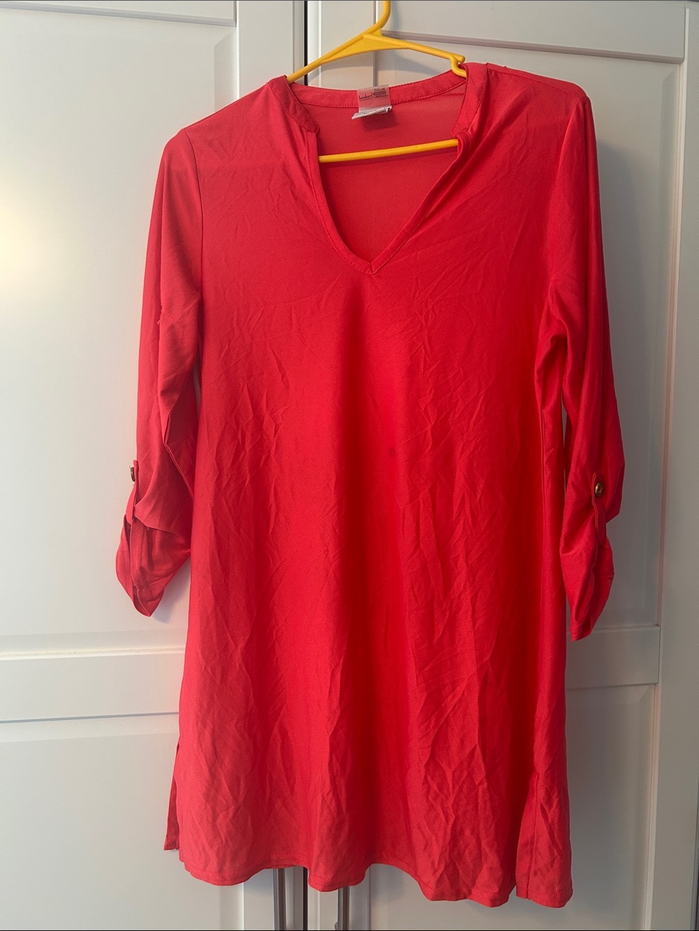 Lightweight Coral V‑Neck Swim Coverup